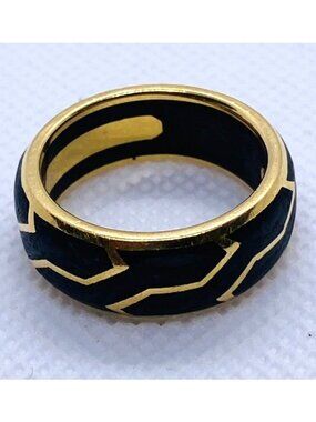 David Yurman 18K Yellow Gold Forged Carbon Band Size 9